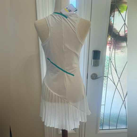 Nike Court Dri-FIT Women's Tennis Dress, White/Washed Teal/Wolf Grey - Picture 5 of 11